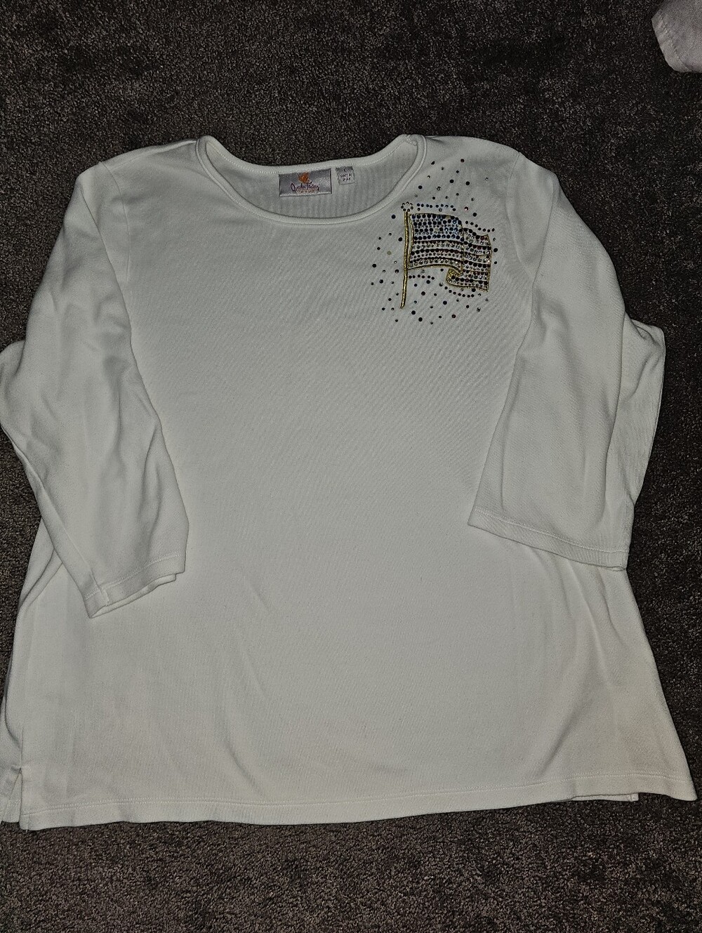 Quacker Factory Lot Of 4 - 100% Cotton 3/4 Sleeve Rhinestone Sparkle Shirts Sz L - Picture 12 of 16